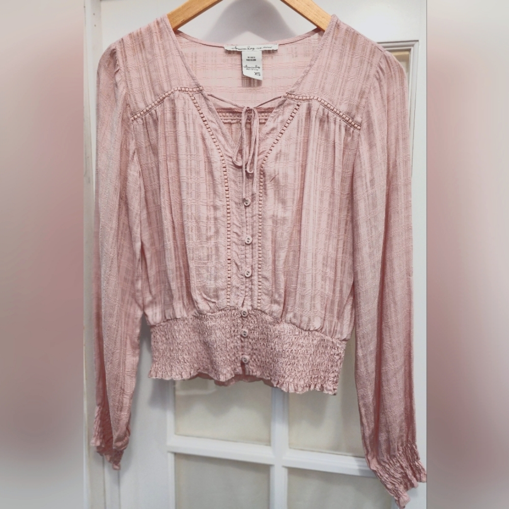 American Rag long sleeve crop shirt. Pink. XS